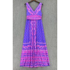 Lilly Pulitzer Margarita Maxi Dress Womens Size L Mystic Purple Coral Craze